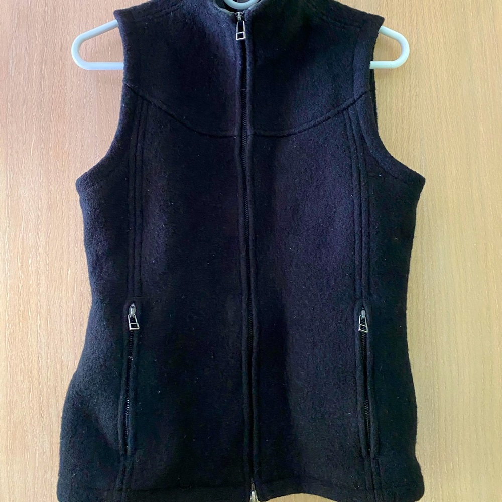 Ibex Black Nikki loden boiled wool vest